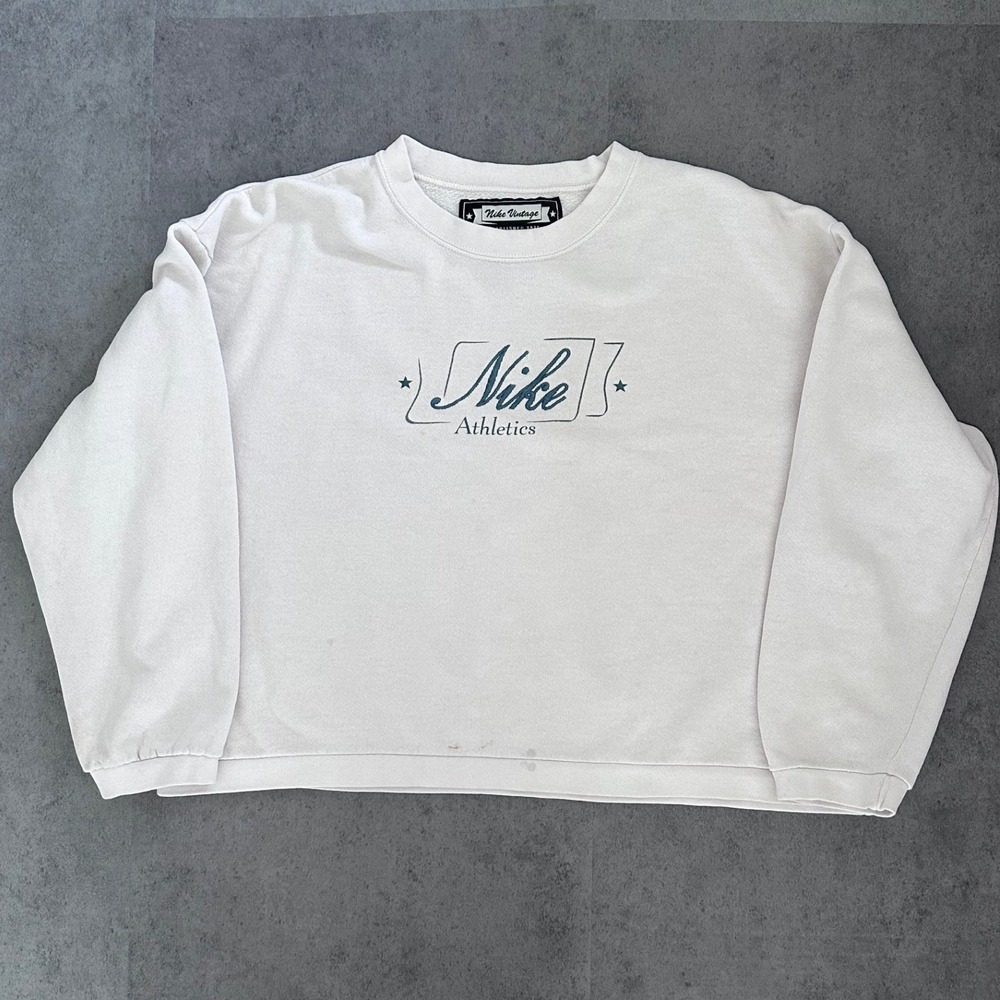 Flawed Vintage Nike Athletics Script Embroidered Crewneck Size XL cropped boxy